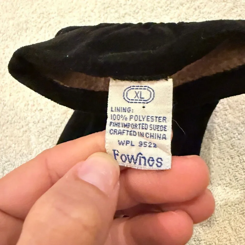 Fownes Suede Black Gloves Wrist Vintage XL Unisex Lined Classic - Picture 7 of 8